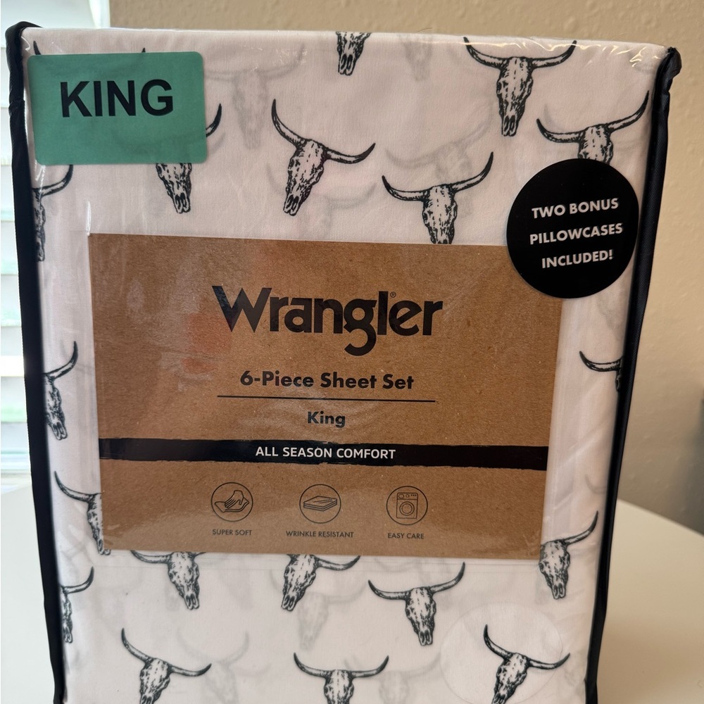 Wrangler 6-Piece King Sheet Set with Bull Design